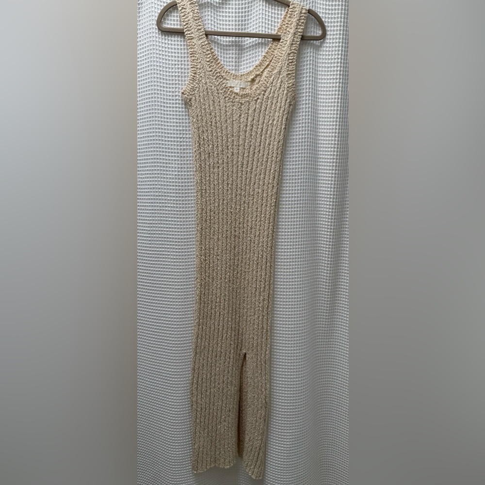 La Ligne Beige Knit Sleeveless Dress